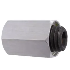 Close-up of a metal hexagonal socket component.