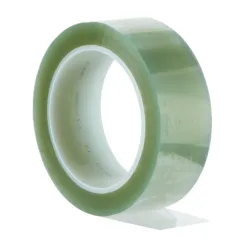 Clear adhesive tape roll on white background.