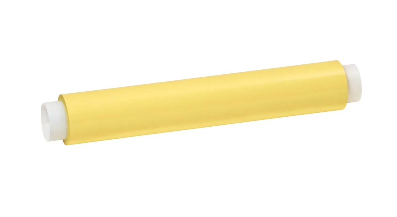Yellow roll of plastic film.