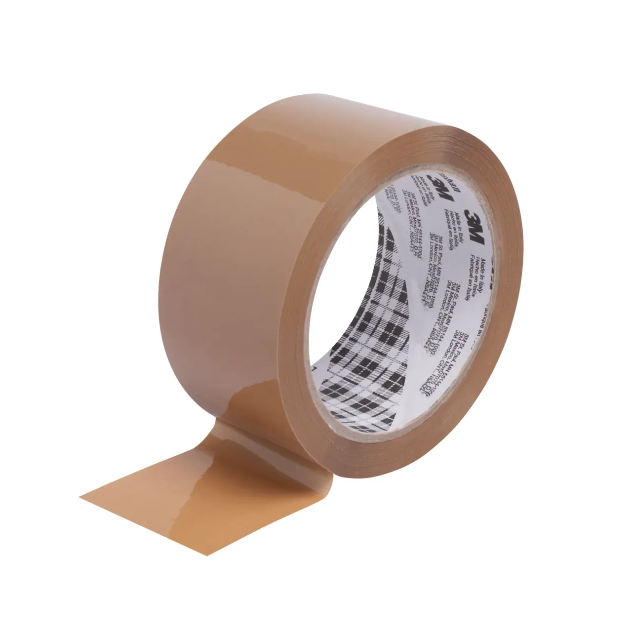 Brown packaging tape roll on white background