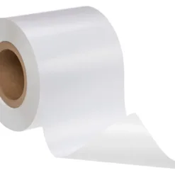 White thermal paper roll isolated on white background.