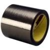 Black industrial adhesive tape roll on white background.
