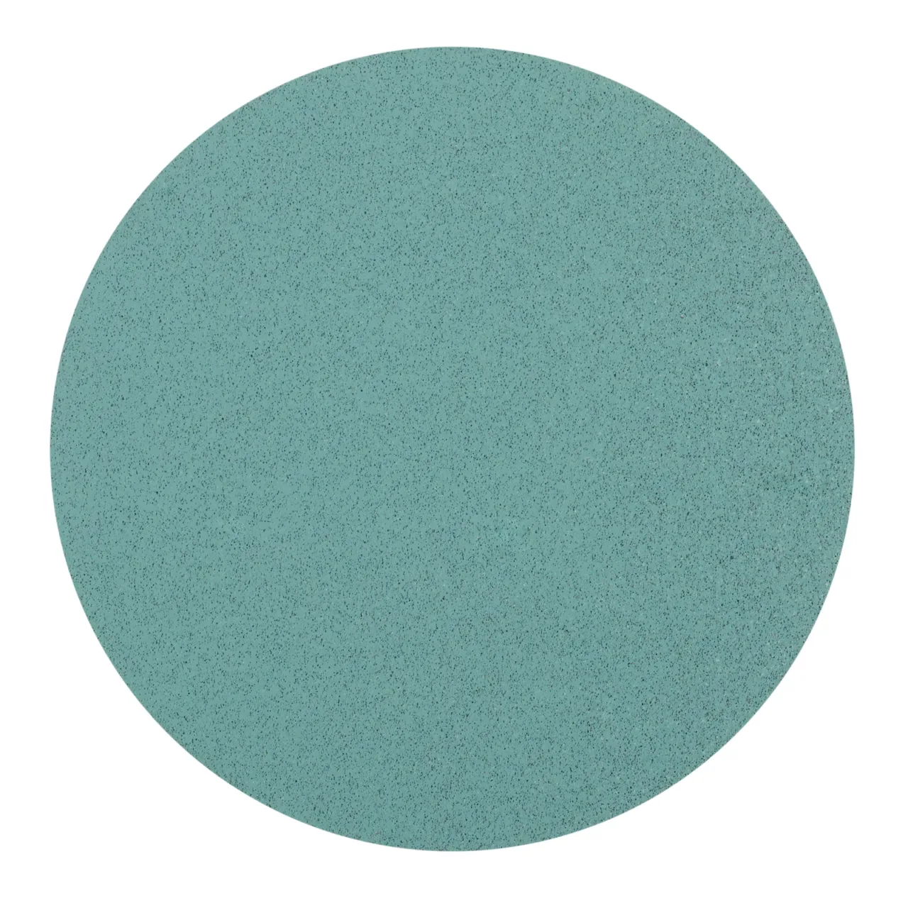 Round teal sandpaper sheet for sanding projects.