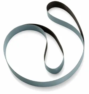 Gray sanding belt on white background.