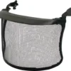 Black mesh face shield for safety protection.