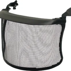 Protective mesh face shield visor for safety.