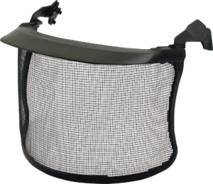 Protective mesh face shield visor for safety.