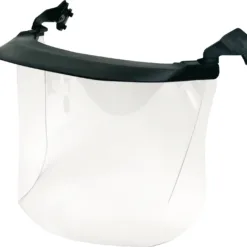 Clear face shield with black visor