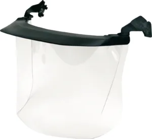 Clear face shield with black visor