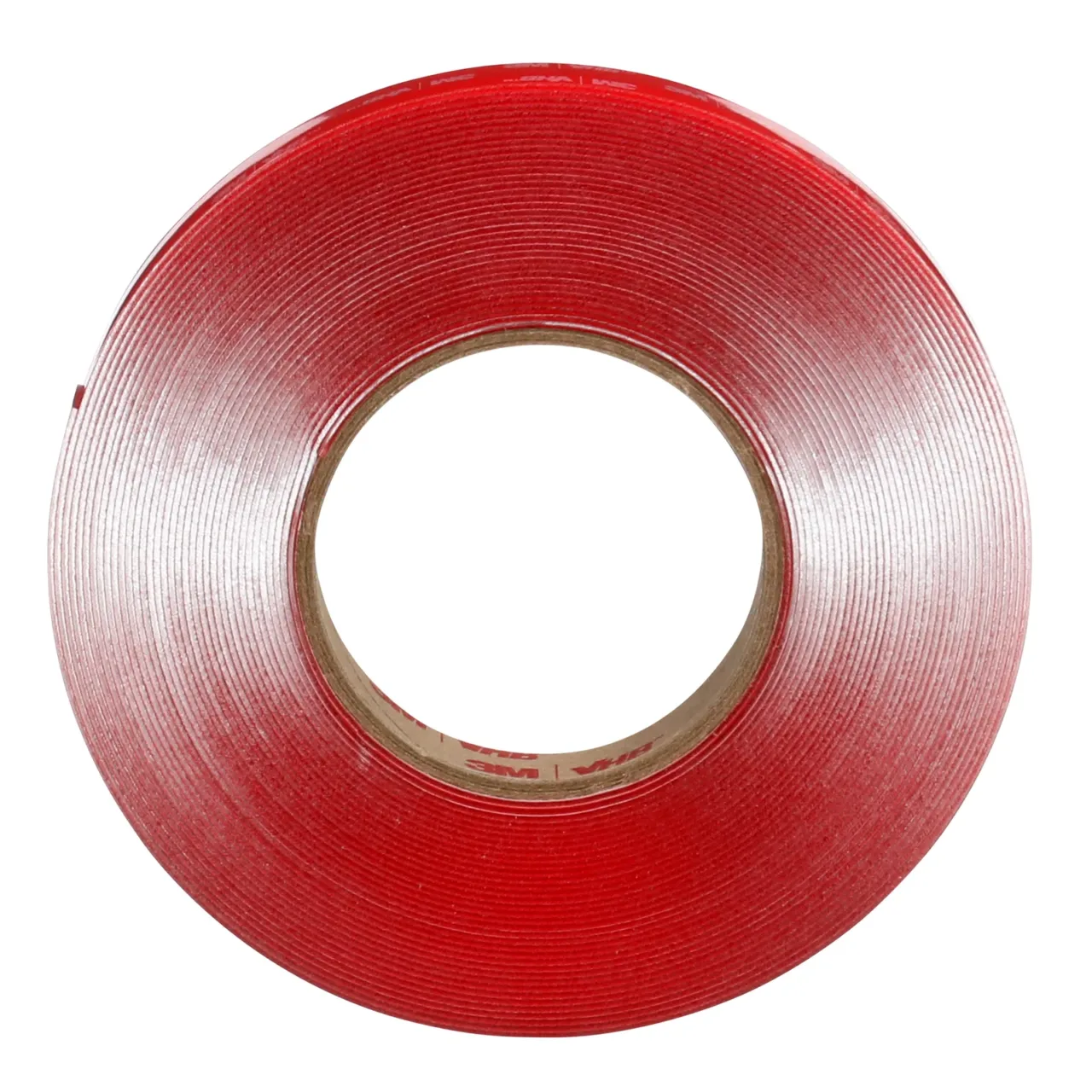 Red adhesive tape roll, top view