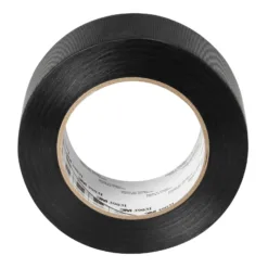Black electrical tape roll, top view.
