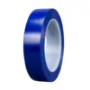 Blue adhesive tape roll, isolated on white background.