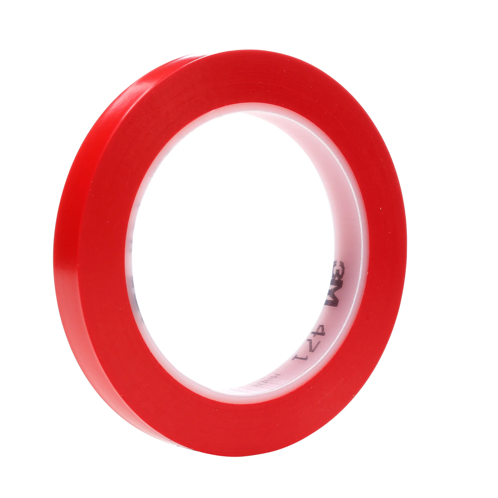 Red adhesive tape roll on white background