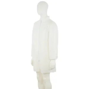 White zip-front long sleeve lab coat