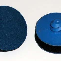 Two blue circular sanding discs