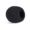 Black microphone foam windscreen on white background