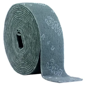 Gray industrial abrasive roll for polishing surfaces.