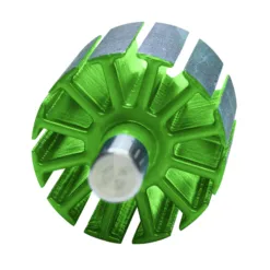 Green metal turbine piece with blades