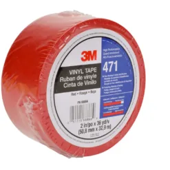 Red vinyl tape roll for marking and sealing.
