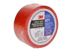 Red vinyl tape roll for marking and sealing.