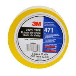 3M™ Vinyl Tape 471, Yellow, 1/2 in x 36 yd, 5.2 mil, 72 Roll/Case, Individually Wrapped Conveniently Packaged