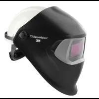 Black welding helmet with protective screen