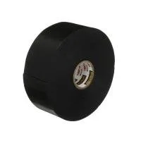 Black electrical tape roll isolated on white background.
