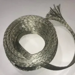 Coiled silver wire on white background