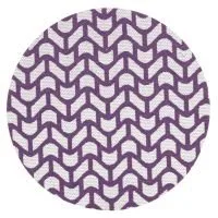 Round rug with purple geometric pattern