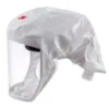 Protective face shield with white hood