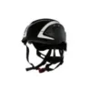 Black climbing helmet with white accents