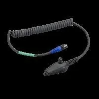 Coiled cable with connectors, black background