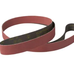 Red sanding belt for industrial use.