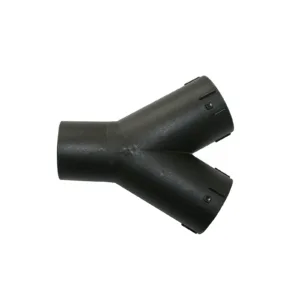 Black plastic Y-shaped pipe connector