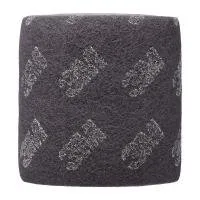 Black textured cylindrical object with silver pattern