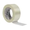 Clear adhesive tape roll unrolled slightly.