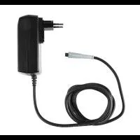 Black power adapter with attached cord