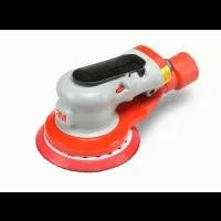 Red and gray orbital sander tool isolated.