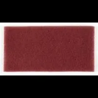 Red abrasive pad for cleaning or sanding surfaces.