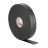 Black adhesive tape roll on white background