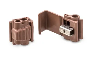 Brown electrical connector plug components separated