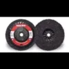 Two black abrasive discs with red center labels