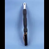 Black handheld tool on blue background