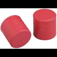 Two red rubber bottle stoppers