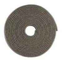 Coiled brown rope on white background.