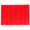 Red adhesive foam tape strips on sheet