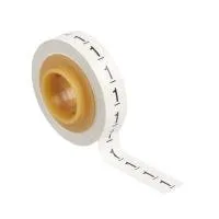 Roll of labeling tags on a white roll