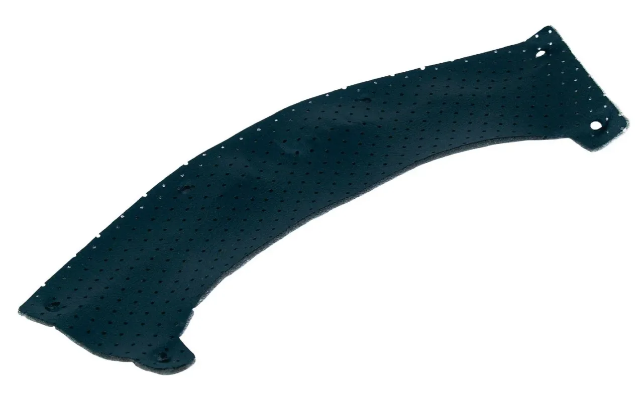 Curved perforated black rubber strip