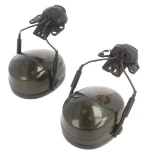Protective ear muffs with headband attachments.