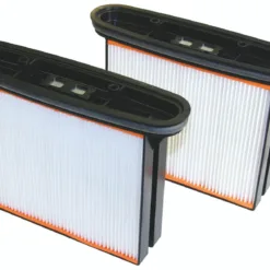 Two automotive air filters on white background.